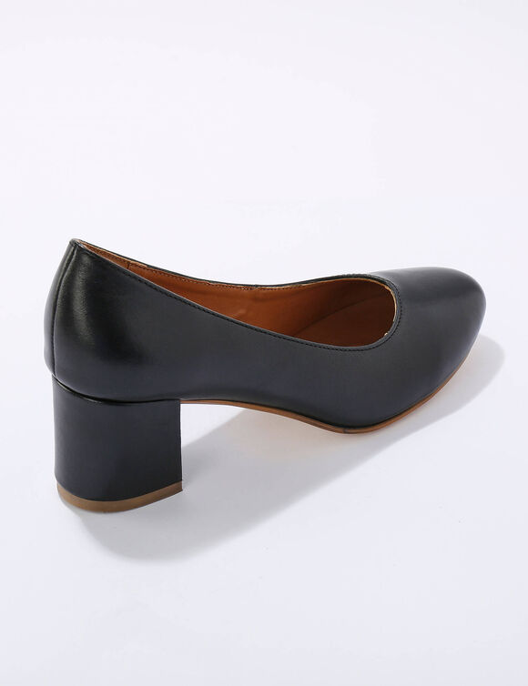 Pumps in glad leer met ronde neus (zwart) Pumps in glad leer met ronde neus (zwart)